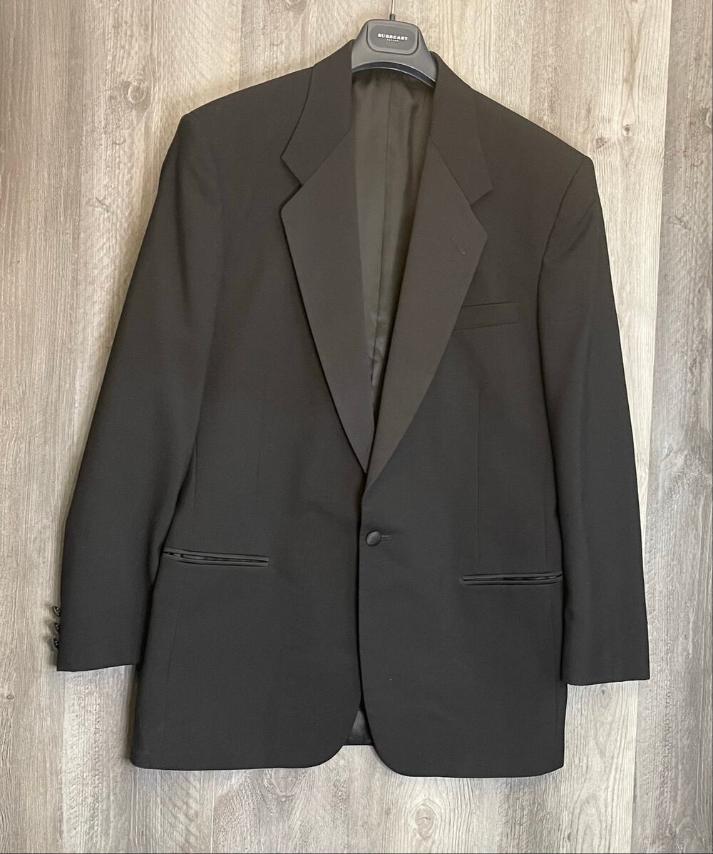 Neil Allyn Tuxedo Jacket Mens 40L Black 100% Wool Satin Lapel Formal Wedding